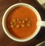 White Bean-Tomato Soup with Chickpea “Croutons”