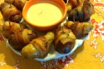 Bacon Wrapped Potatoes with Sriracha Sauce for C.L.U.E.