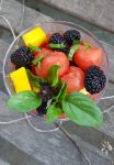 Watermelon Fruit Salad with Mango, Blackberries and Basil