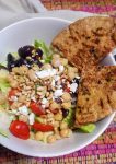 Chopped Greek Salad with Toasted Pine Nuts and Pitas for May’s Food ‘n Flix