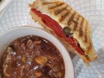 Thick and Hearty Minestrone with Roasted Piquillo-Mozzarella Paninis