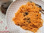 Roasted Pepper Spaghetti (with Spaghetti Squash and Mushrooms)